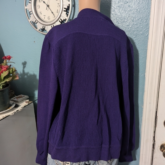 St. John Purple Knit Cardigan with Gold Accents - Picture 3 of 7